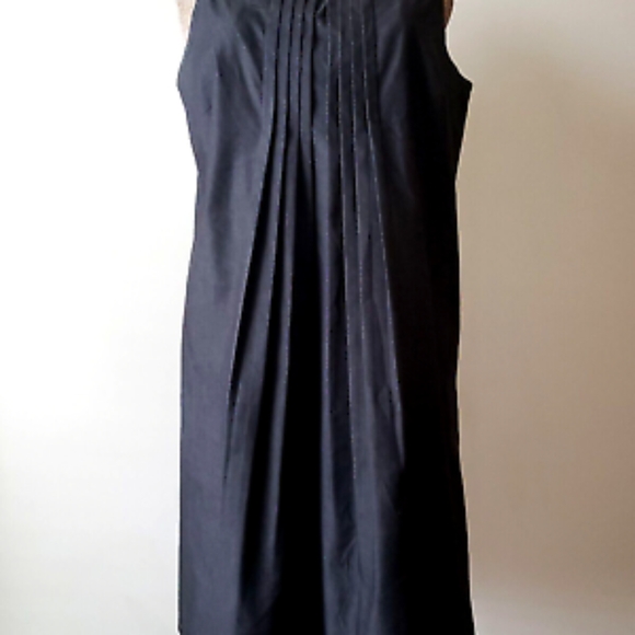 Julian Taylor New York Denim Look Dress ALine Pleated Rhinestones Charcoal sz 6 - Picture 1 of 14